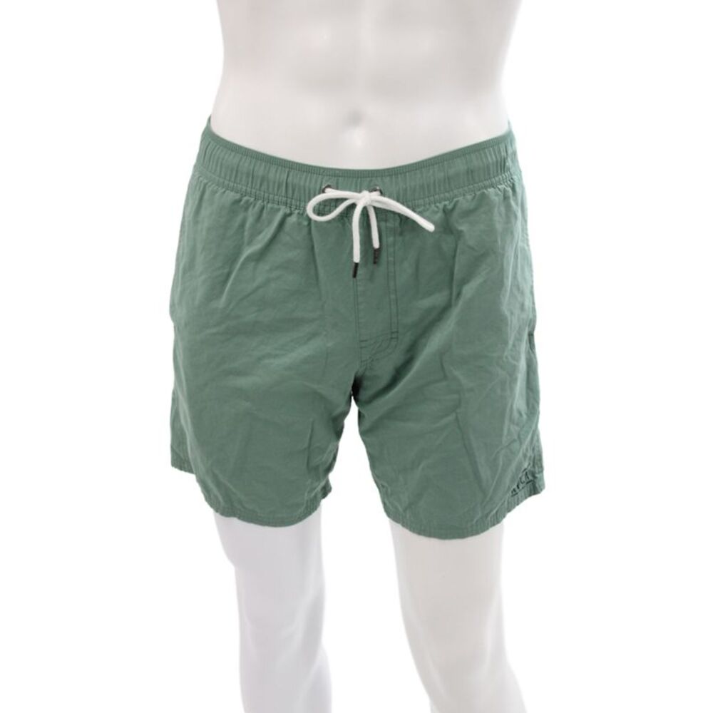 RVCA Mens Elastic Waistband Logo Lightweight Swim Trunks Green Size Small